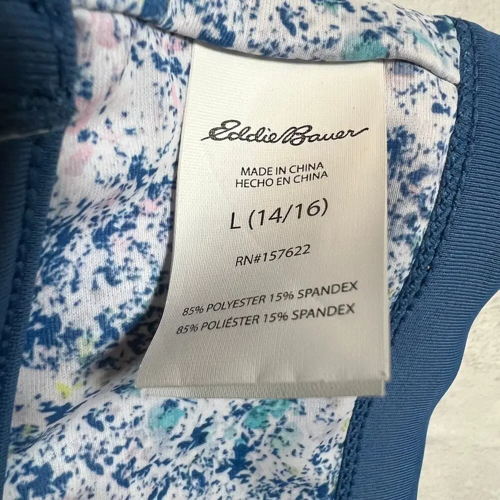 Eddie Bauer Girl's Racerback Bathing Suit Top Size L (14/16) Reversible Floral